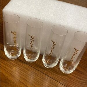 Bridesmaid Champagne Flutes with Gold Lettering